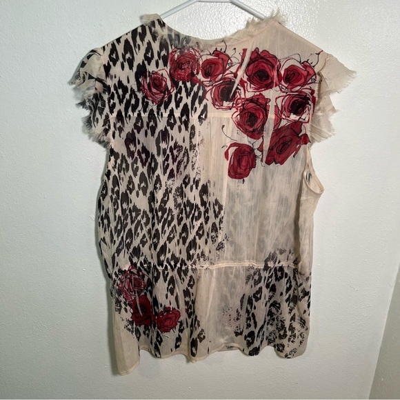 Jonathan Martin Button Down Blouse Beige Animal Print Floral 2X - Picture 8 of 13